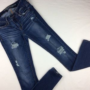 AEO Medium Wash Ripped Distressed Jeggings Jeans